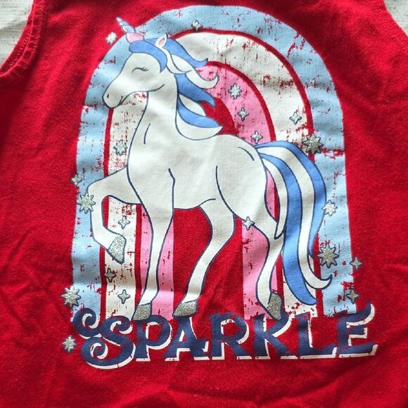 Sparkle Red Unicorn Tank Top for Kids - Picture 3 of 4